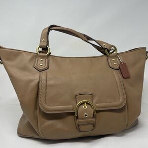 Coach Tan Leather Handbag with Gold Accents